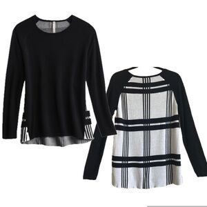 TeeBerry & Weave Julia Plaid Black and White Sweater Size Small